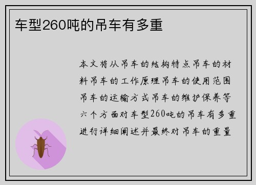 车型260吨的吊车有多重